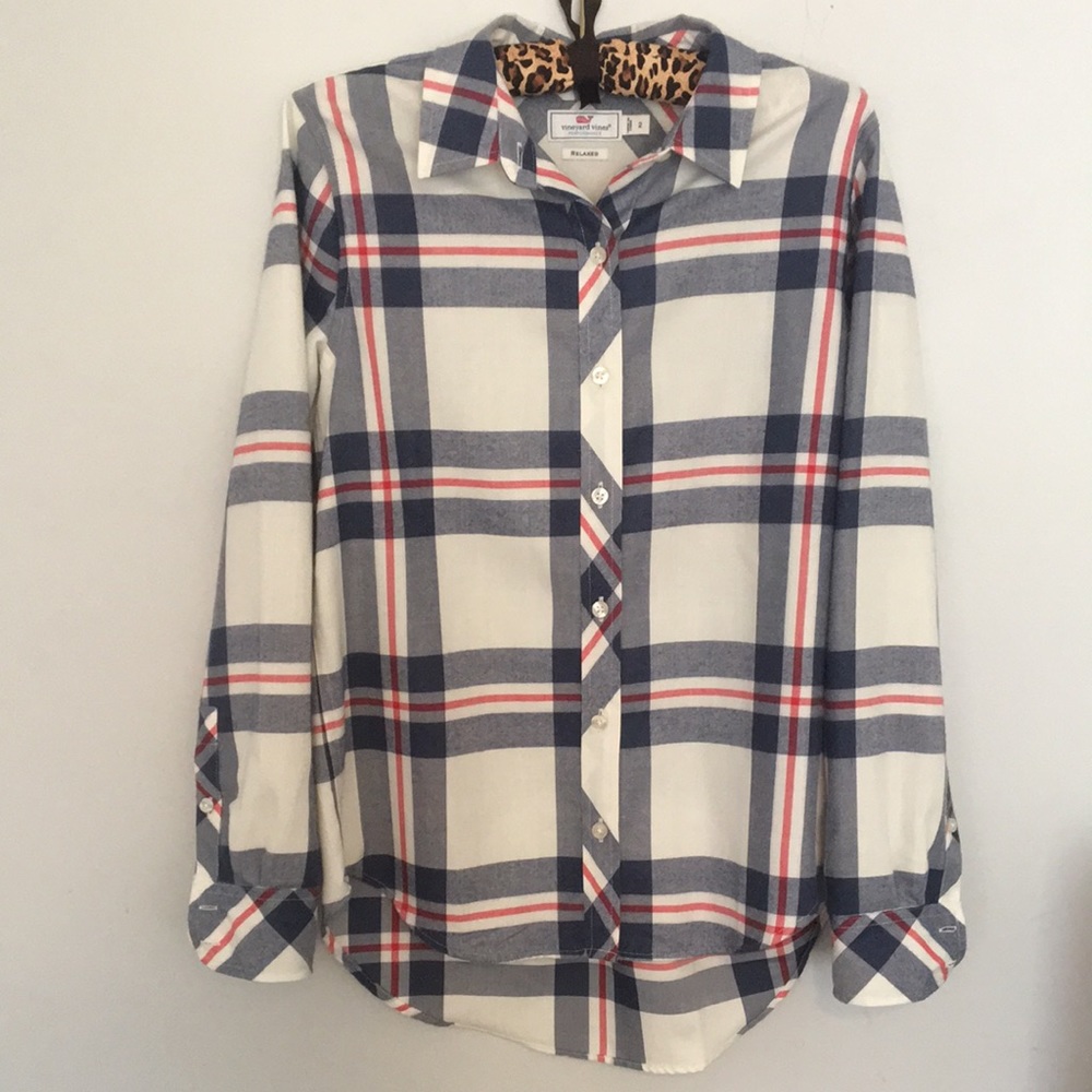 NWOT Vineyard Vines Women’s SM Small Button Up Long Sleeve Plaid Shirt